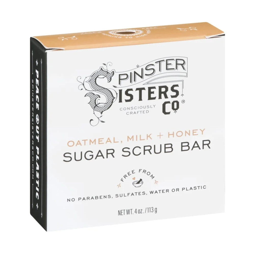 Spinster Sisters Oatmeal, Milk and Honey Sugar Scrub Bar, 4 Oz